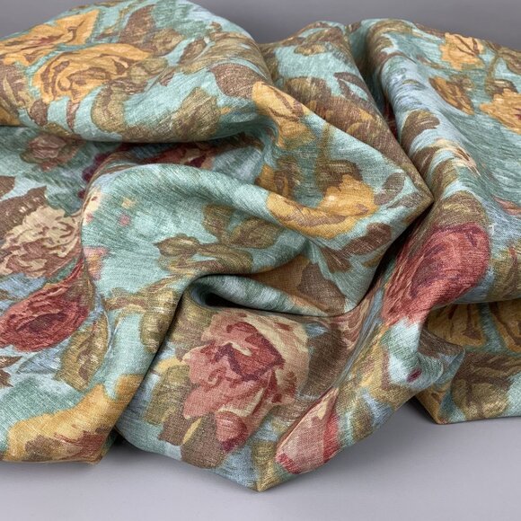 Mulberry Home England Secret Garden Cabbage Roses Floral Fabric Linen 2.5 Yards - Picture 11 of 14